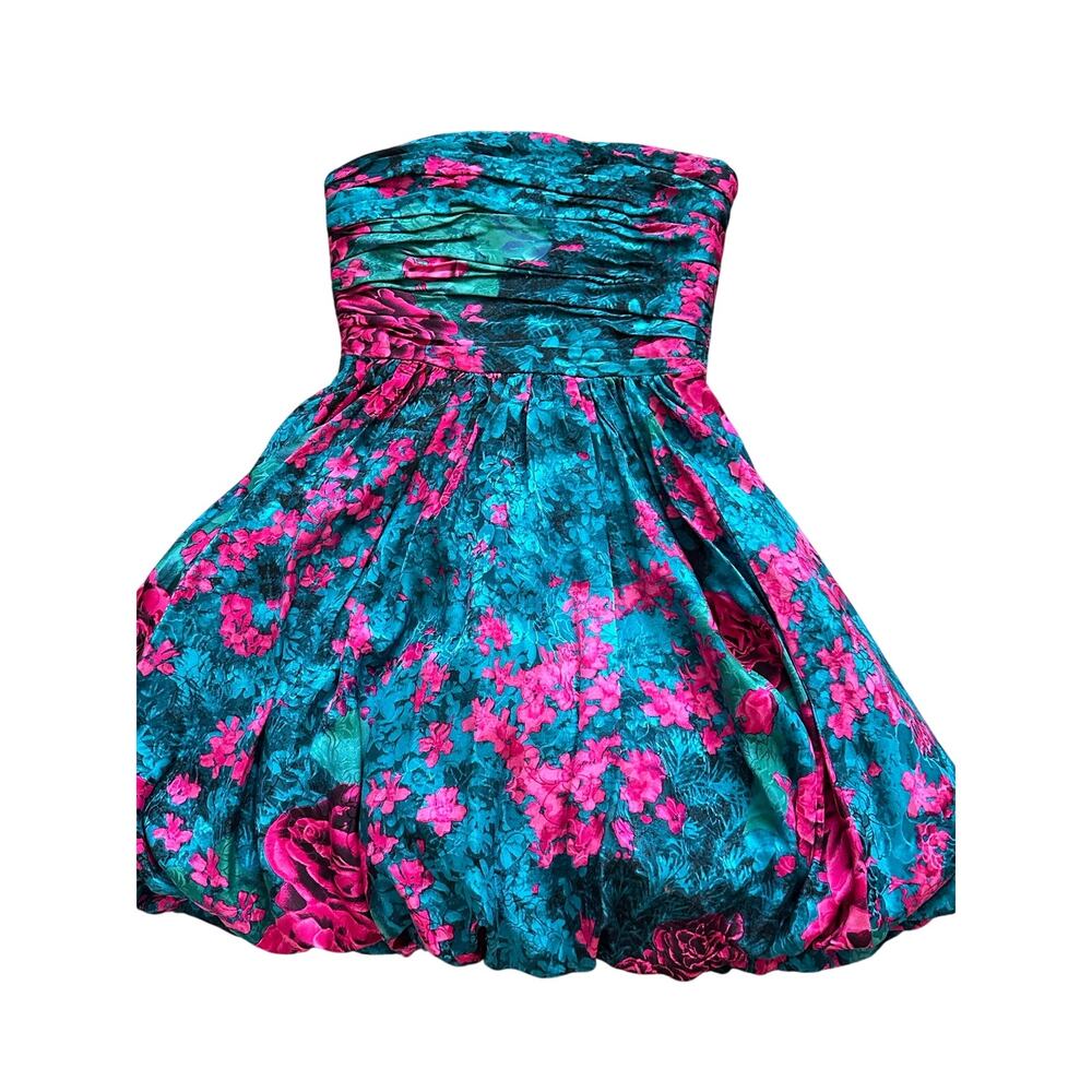 Tracy Reese Silk Strapless‎ Dress Y2K Floral Party Size 0